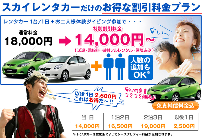 スカイレンタカーだけのお得な割引料金プラン
