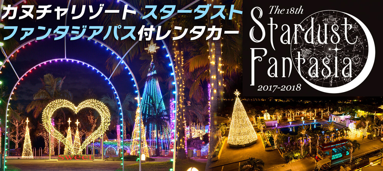 カヌチャスターダストファンタジア ２名分パス付きレンタカー