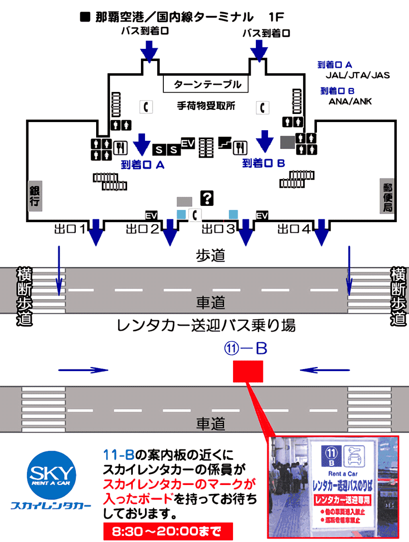 スカイレンタカー那覇空港 送迎場所のご案内
