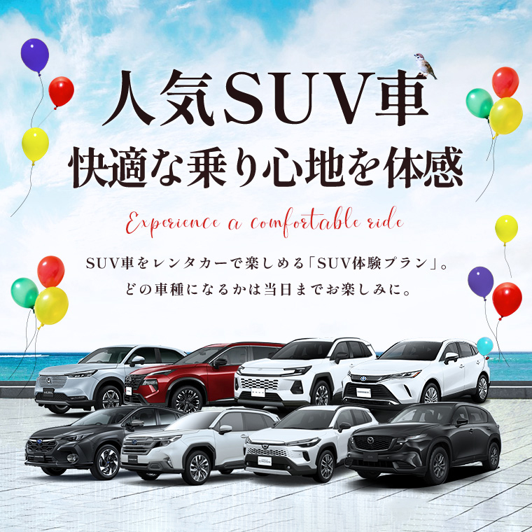 快適な乗り心地のSUV体験プラン♪