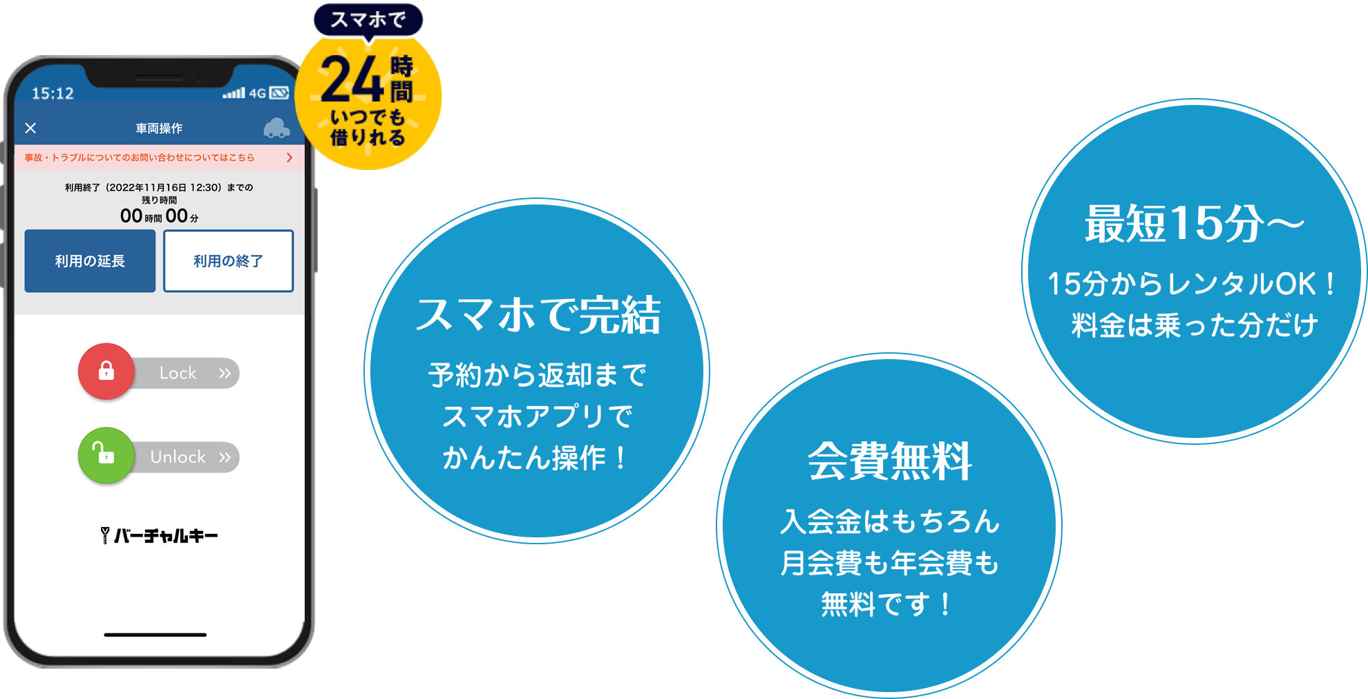 スマホで24時間いつでも借りれる