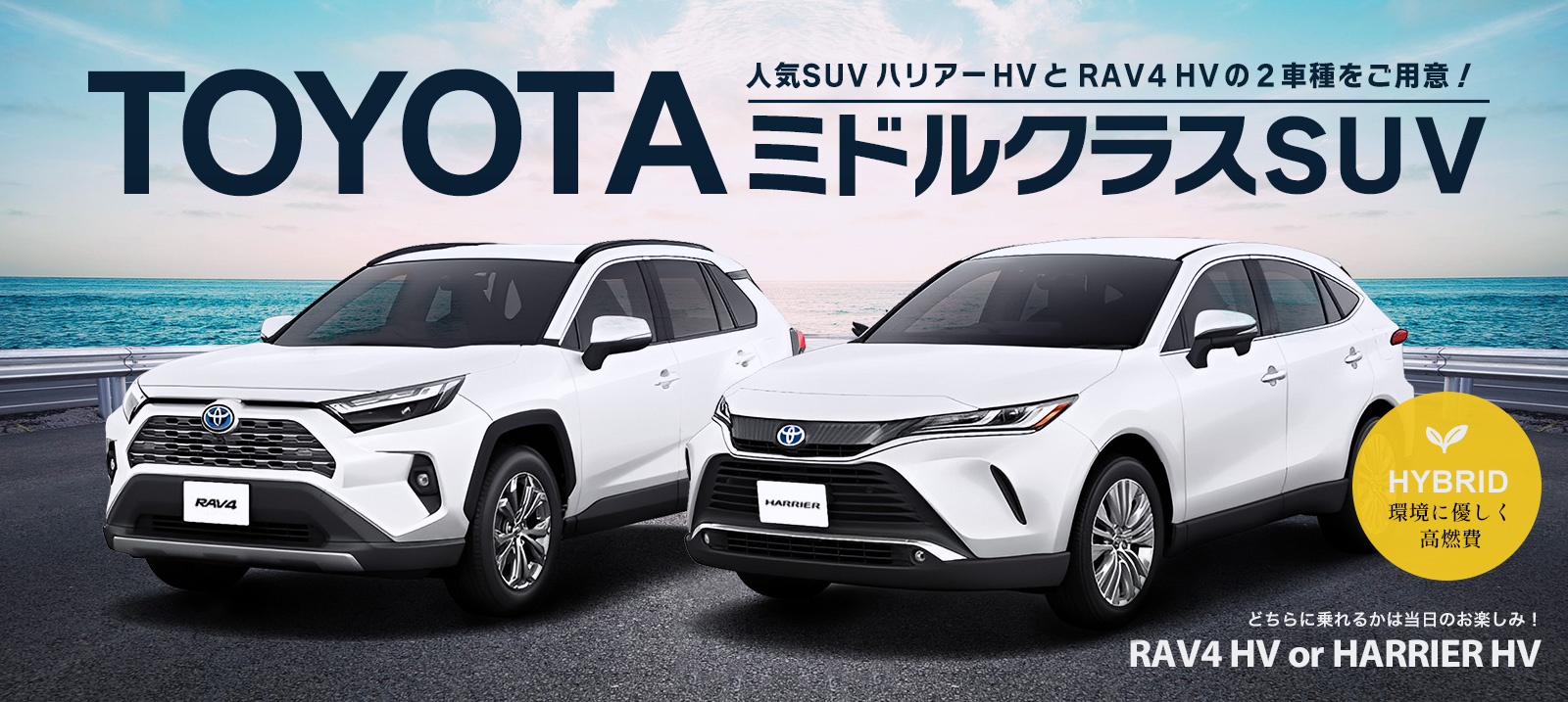 トヨタ ミドルクラス SUV ハイブリッド ハリアーHV or RAV4HV